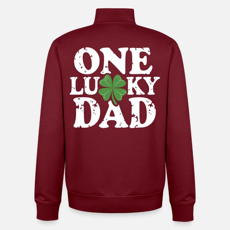 One Lucky Dad Kleeblatt - Unisex Organic Zip Sweatshirt von Stanley/Stella - Burgunderrot