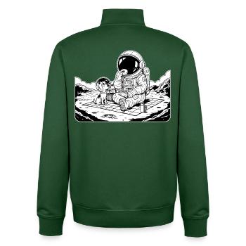Astronaut Picnic Donut Dog - Unisex Organic Zip Sweatshirt by Stanley/Stella - bottle green - Back - AI Model Male 185 dark (185cm)