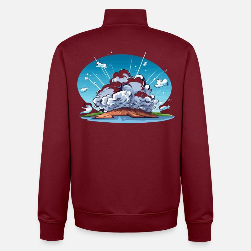 Comic Explosion im Landschaftspanorama - Unisex Organic Zip Sweatshirt von Stanley/Stella - Burgunderrot