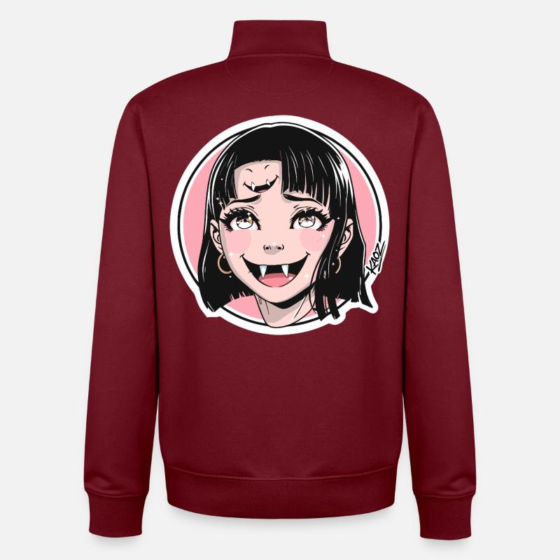 Vampirmädchen Pop Art Sticker - Unisex Organic Zip Sweatshirt von Stanley/Stella - Burgunderrot