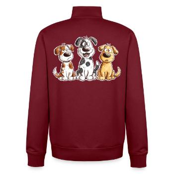 Drolliges Hunde Team Cartoon Hundefan Geschenk - Unisex Organic Zip Sweatshirt von Stanley/Stella - Burgunderrot - Hinten - AI Model Male 185 dark (185cm)