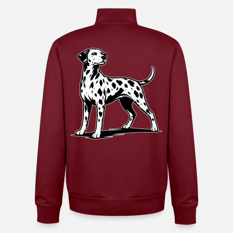 Dalmatian silhouette black and white - Unisex Organic Zip Sweatshirt by Stanley/Stella - burgundy