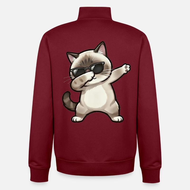 Dabbing Ragdoll Katze - Unisex Organic Zip Sweatshirt von Stanley/Stella - Burgunderrot