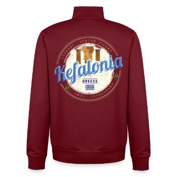 Kefalonia Island in Greece Vintage Souvenir - Unisex Organic Zip Sweatshirt by Stanley/Stella - burgundy - Back - AI Model Male 185 dark (185cm)