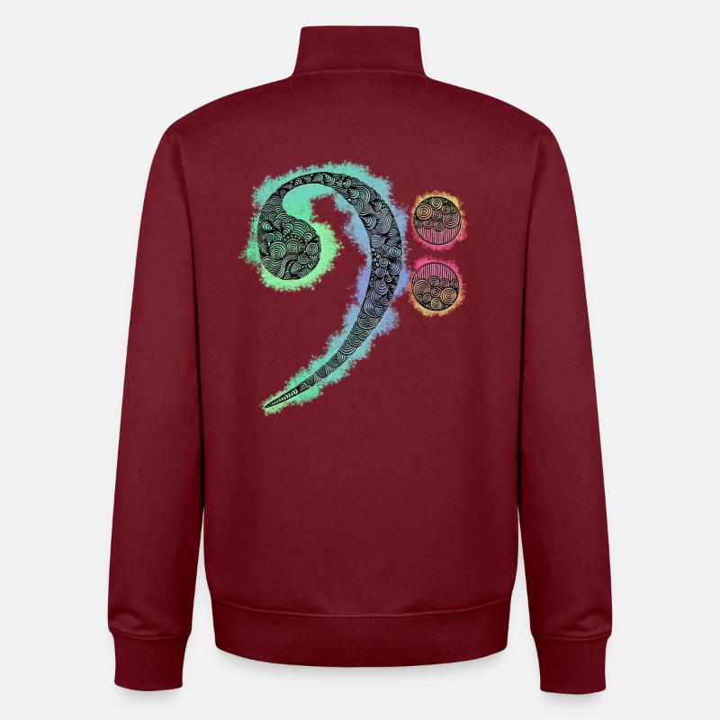 Clé basse Zentangle - Sweat zippé unisexe en coton bio Stanley/Stella - bordeaux