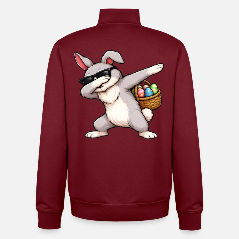 Dabbing Easter Bunny - Unisex Organic Zip Sweatshirt by Stanley/Stella - burgundy