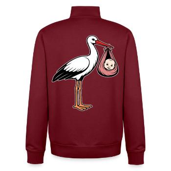 Storch mit Baby im Tuch rosa - Unisex Organic Zip Sweatshirt von Stanley/Stella - Burgunderrot - Hinten - AI Model Male 185 dark (185cm)