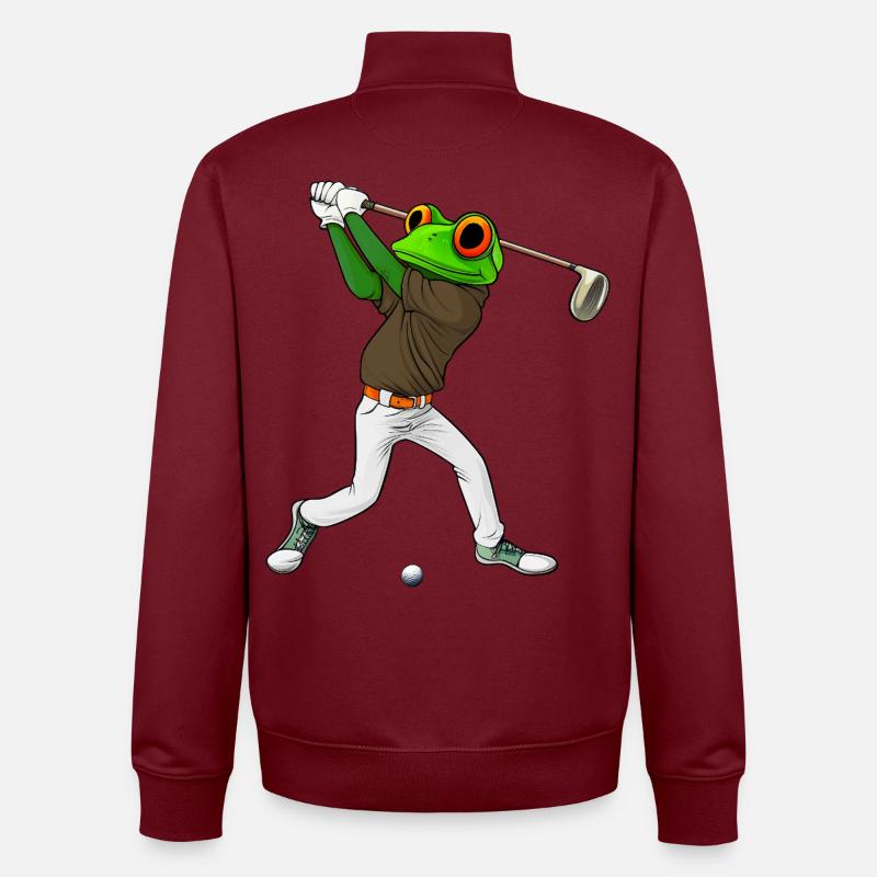 Frogs Golf - Sweat zippé unisexe en coton bio Stanley/Stella - bordeaux