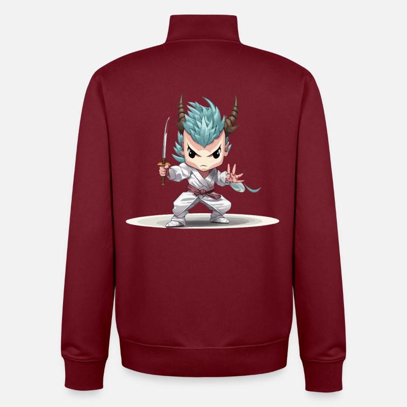 Chibi Krieger mit Katana - Unisex Organic Zip Sweatshirt von Stanley/Stella - Burgunderrot
