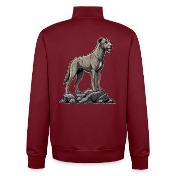 Irischer Wolfshund auf dem Felsen - Unisex Organic Zip Sweatshirt von Stanley/Stella - Burgunderrot - Hinten - AI Model Male 185 dark (185cm)