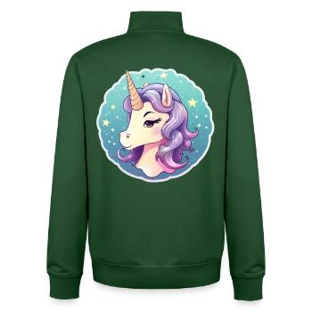 Pastel Unicorn in the Sea of Stars - Unisex Organic Zip Sweatshirt by Stanley/Stella - bottle green - Back - AI Model Male 185 dark (185cm)