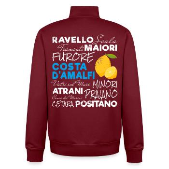 Costa d'Amalfi und Zitrone Italien Amalfiküste - Unisex Organic Zip Sweatshirt von Stanley/Stella - Burgunderrot - Hinten - AI Model Male 185 dark (185cm)