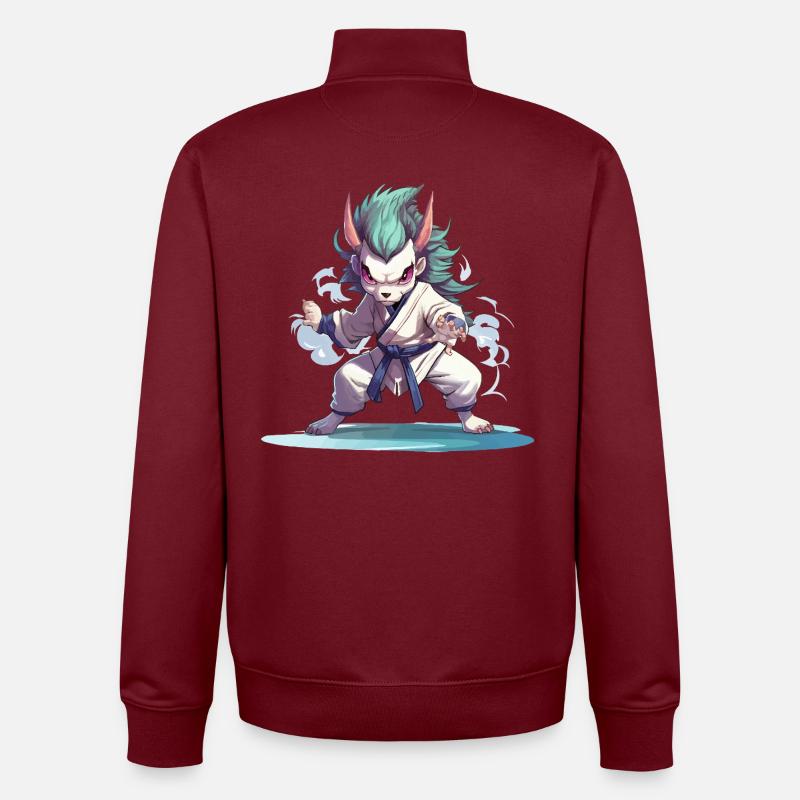 Combattant Démon en Gi - Sweat zippé unisexe en coton bio Stanley/Stella - bordeaux