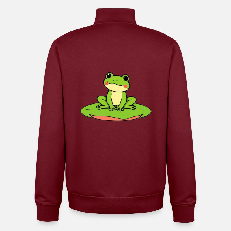Cute Frog - Sweat zippé unisexe en coton bio Stanley/Stella - bordeaux