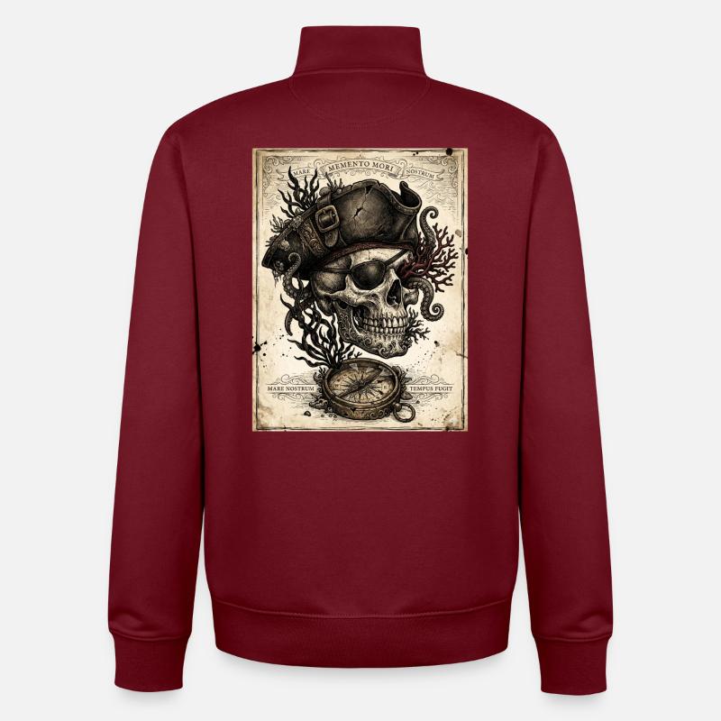 Pirate skull and compass - Unisex Organic Zip Sweatshirt by Stanley/Stella - burgundy