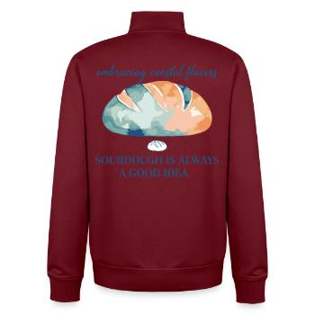 Sauerteigbrot Backen ist immer gut - Unisex Organic Zip Sweatshirt von Stanley/Stella - Burgunderrot - Hinten - AI Model Male 185 dark (185cm)