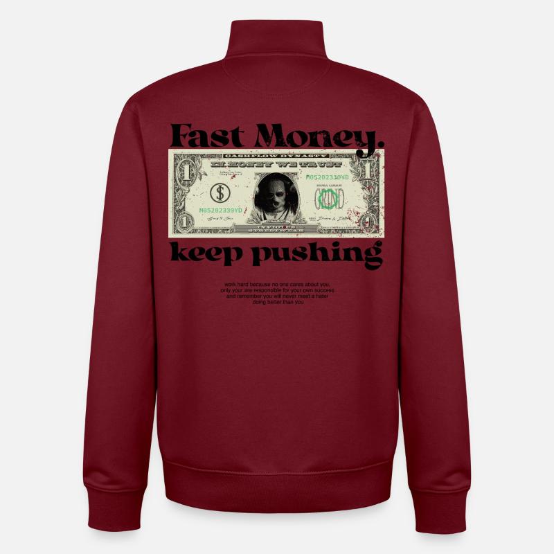 Fast Money - Sweat zippé unisexe en coton bio Stanley/Stella - bordeaux