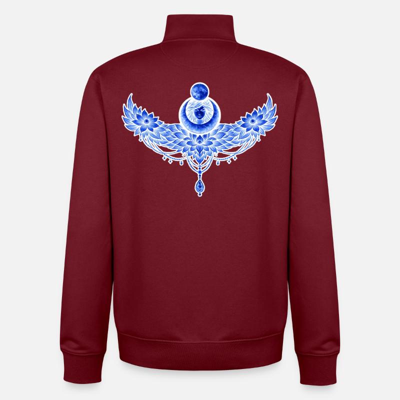 Blue winged moon - Unisex Organic Zip Sweatshirt by Stanley/Stella - burgundy
