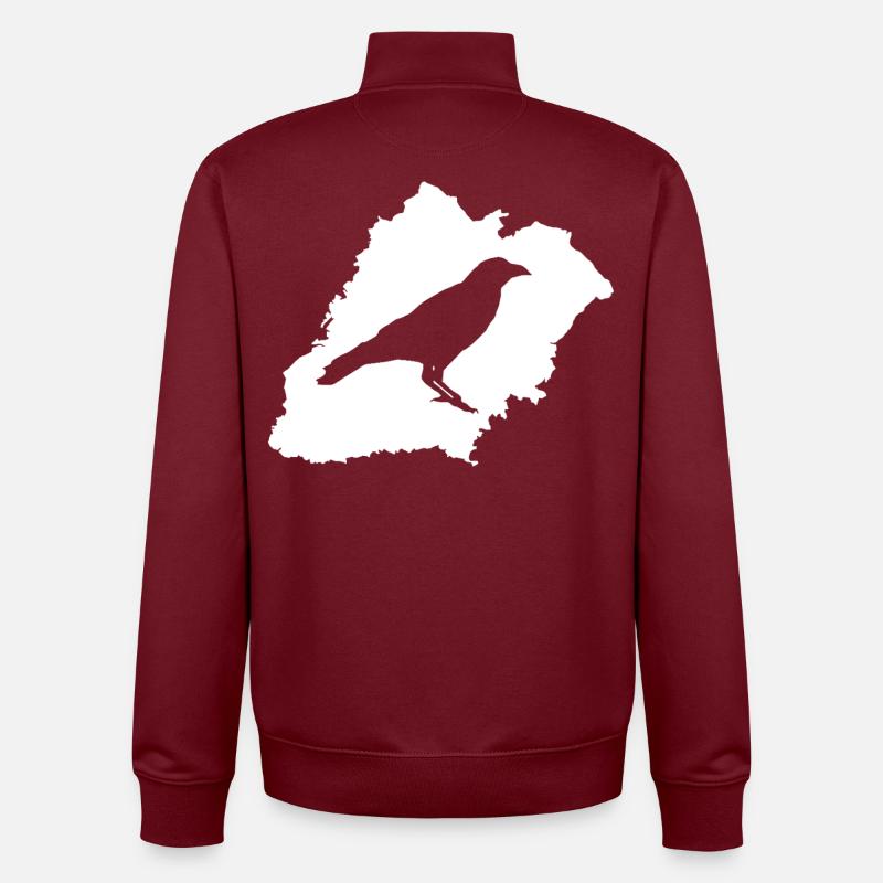 Kiersper Rauk avec blanc Stadtsillhouette - Sweat zippé unisexe en coton bio Stanley/Stella - bordeaux