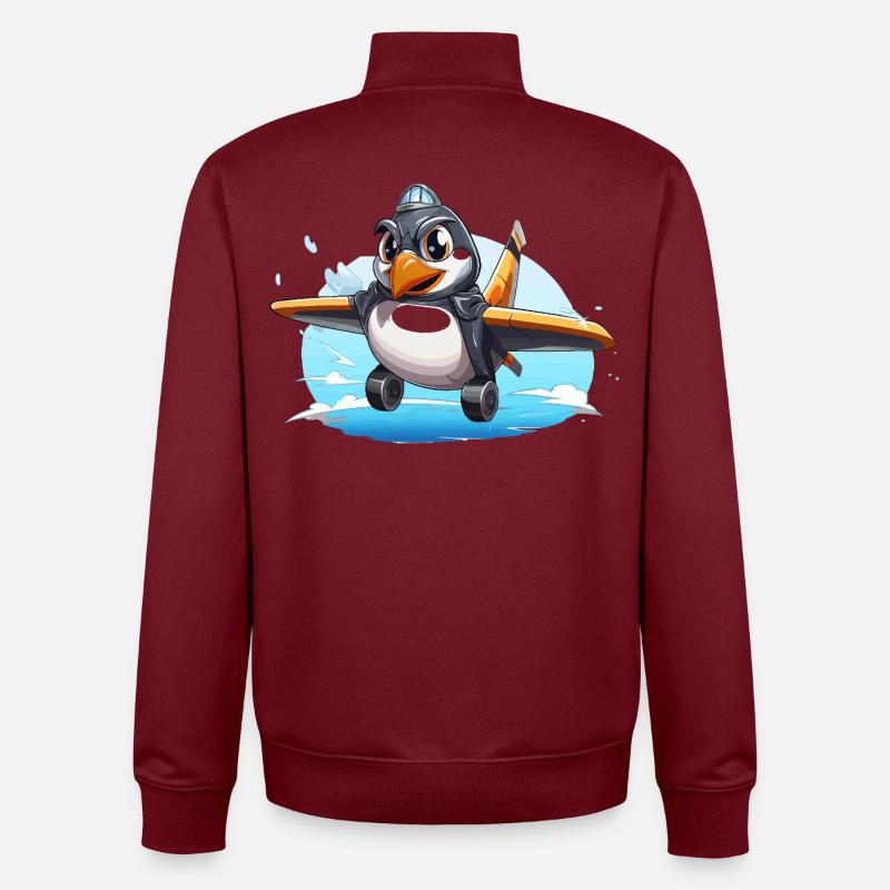 PinguinPilot Flugpinguin - Unisex Organic Zip Sweatshirt von Stanley/Stella - Burgunderrot