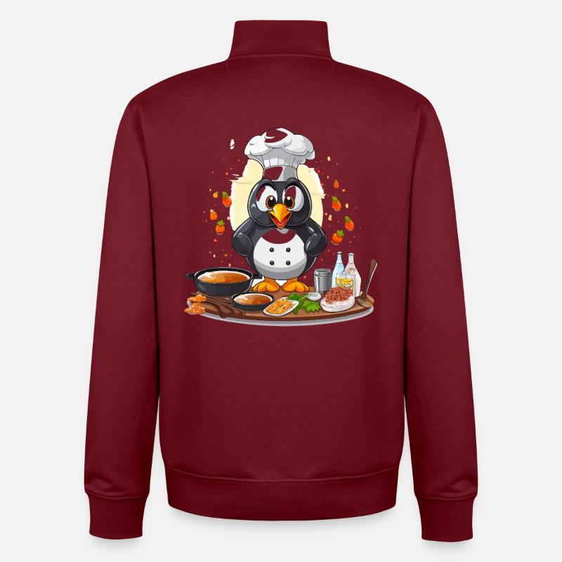 Kitchen Penguin Chef Design - Sweat zippé unisexe en coton bio Stanley/Stella - bordeaux