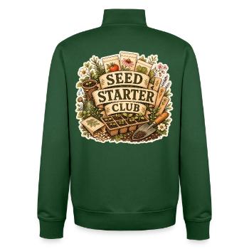 SEED STARTER CLUB Plants - Unisex Organic Zip Sweatshirt by Stanley/Stella - bottle green - Back - AI Model Male 185 dark (185cm)