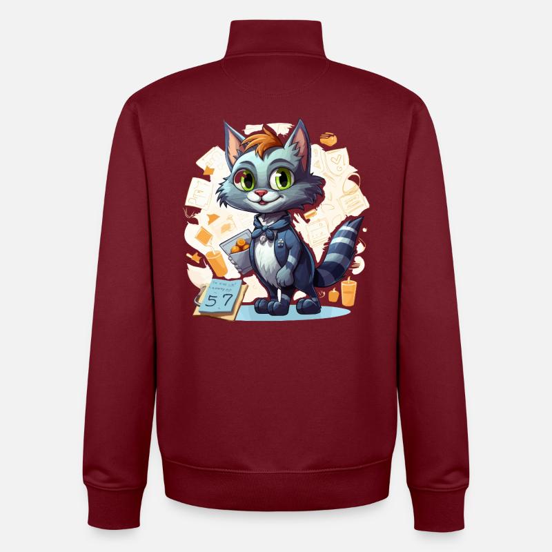 Chat de bureau en costume - Sweat zippé unisexe en coton bio Stanley/Stella - bordeaux