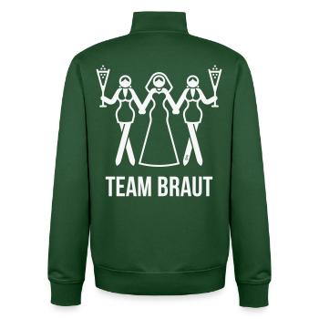 Team Braut (JGA Polterabend Sekt 3er / White) - Unisex Organic Zip Sweatshirt von Stanley/Stella - Flaschengrün - Hinten - AI Model Male 185 dark (185cm)