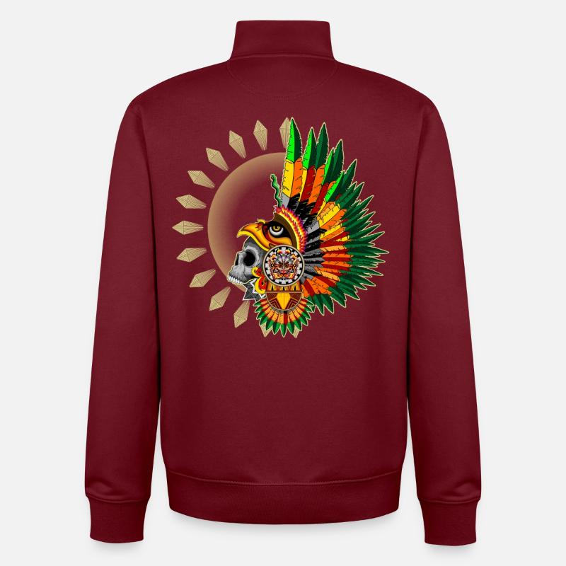 Crâne de guerrier aztèque aigle - Sweat zippé unisexe en coton bio Stanley/Stella - bordeaux