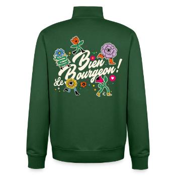 Bien le bourgeon ! - Sweat zippé unisexe en coton bio Stanley/Stella - vert bouteille - Dos - AI Model Male 185 dark (185cm)
