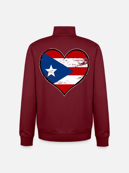Puerto Rico Herzflagge used - Unisex Organic Zip Sweatshirt von Stanley/Stella - Burgunderrot