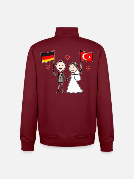 Wedding couple Germany Turkey Flag - Unisex Organic Zip Sweatshirt by Stanley/Stella - burgundy