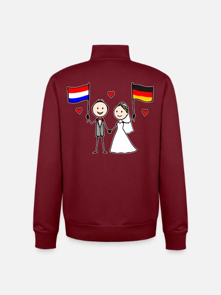 Wedding Couple Holland Germany Flag - Unisex Organic Zip Sweatshirt by Stanley/Stella - burgundy