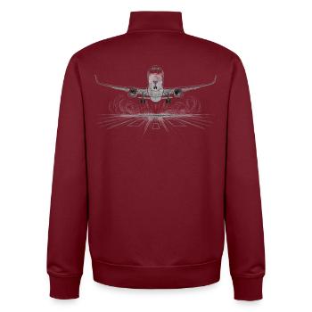 Startzeichnung für Passagierflugzeuge auf der Startbahn – Druck - Unisex Organic Zip Sweatshirt von Stanley/Stella - Burgunderrot - Hinten - AI Model Male 185 dark (185cm)