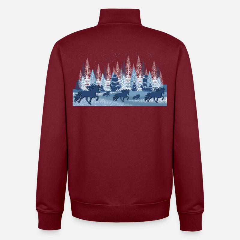 Winterlandschaft 2 mit Tölt - Unisex Organic Zip Sweatshirt von Stanley/Stella - Burgunderrot