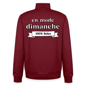 En Mode DIMANCHE 100% Ralex - Sweat zippé unisexe en coton bio Stanley/Stella - bordeaux - Dos - AI Model Male 185 dark (185cm)