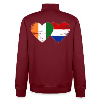 Drapeau de la Côte d’Ivoire Pays-Bas utilisé - Sweat zippé unisexe en coton bio Stanley/Stella - bordeaux - Dos - AI Model Male 185 dark (185cm)