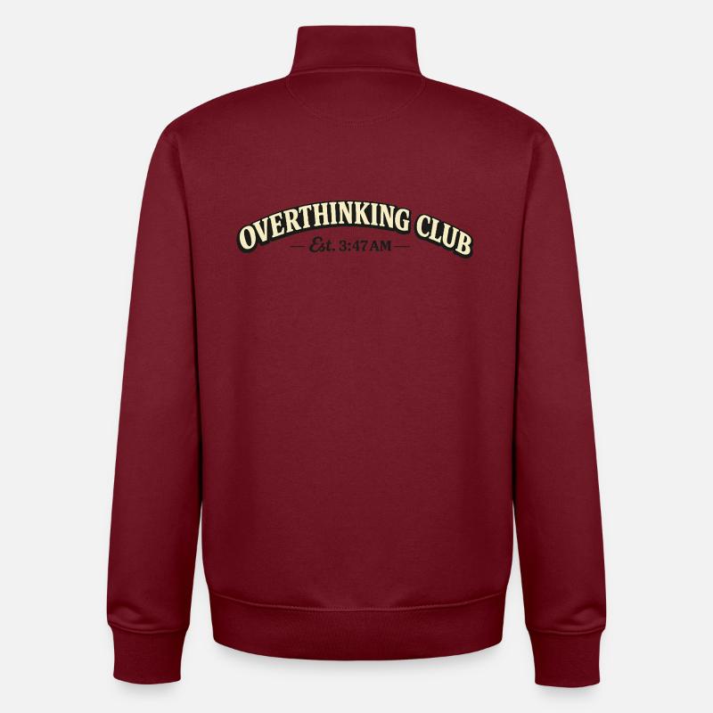 Overthinking Club – Est. 3:47 AM - Unisex Organic Zip Sweatshirt von Stanley/Stella - Burgunderrot