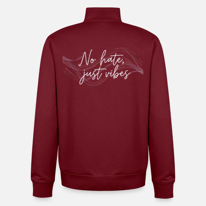 No Hate Just Vibes - Unisex Organic Zip Sweatshirt von Stanley/Stella - Burgunderrot