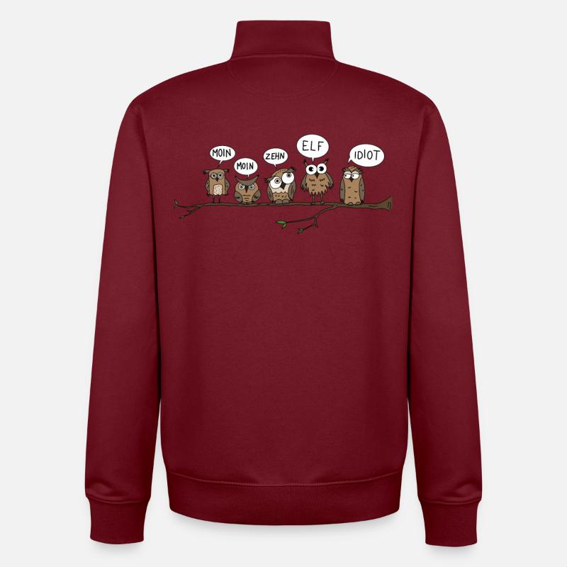 moin eulen lustig tier illustration morgen hamburg - Unisex Organic Zip Sweatshirt von Stanley/Stella - Burgunderrot
