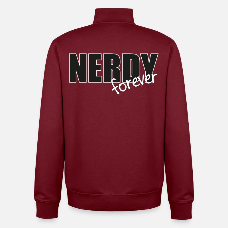 NERDY forever - Logo Black/White - Unisex Organic Zip Sweatshirt by Stanley/Stella - burgundy