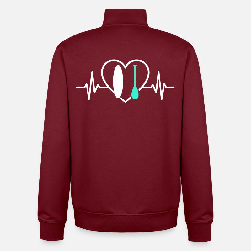 Paddle SUP Heart Surf Ocean Wave - Unisex Organic Zip Sweatshirt by Stanley/Stella - burgundy