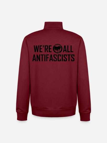 WE'RE ALL ANTIFASCISTS black - Unisex Organic Zip Sweatshirt by Stanley/Stella - burgundy