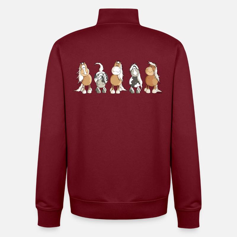Funny Horses - Pferde - Pferd - Unisex Organic Zip Sweatshirt von Stanley/Stella - Burgunderrot