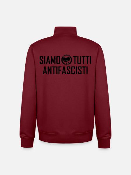 SIAMO TUTTI ANTIFASCISTI black - Unisex Organic Zip Sweatshirt von Stanley/Stella - Burgunderrot