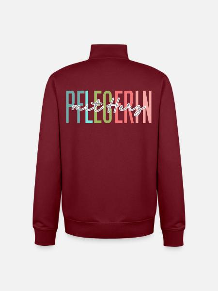 Pflegerin mit Herz Design - Unisex Organic Zip Sweatshirt von Stanley/Stella - Burgunderrot