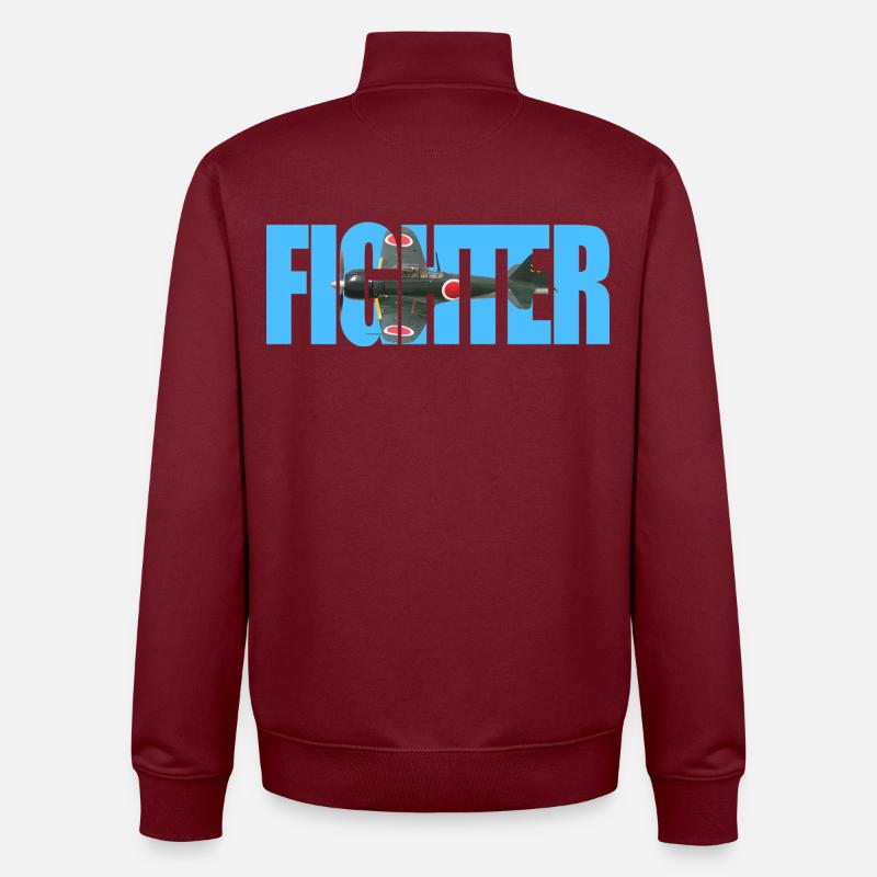 Fighter A6M Zero - Unisex Organic Zip Sweatshirt by Stanley/Stella - burgundy