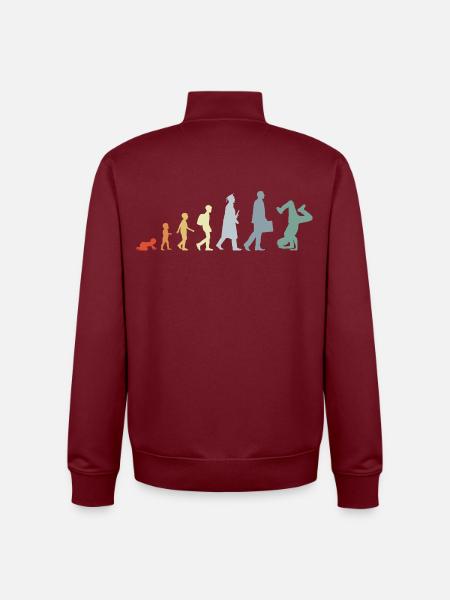 Vintage Breakdancer Evolution - Unisex Organic Zip Sweatshirt by Stanley/Stella - burgundy