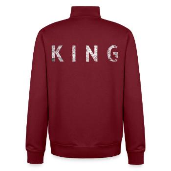 KING Typo - Unisex Organic Zip Sweatshirt von Stanley/Stella - Burgunderrot - Hinten - AI Model Male 185 dark (185cm)
