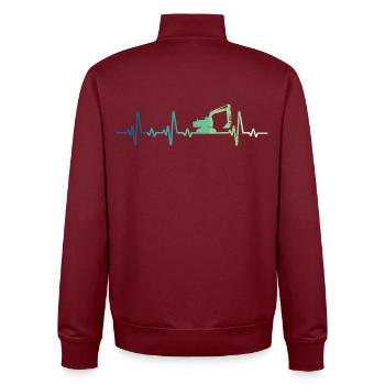 excavator construction site heartbeat excavator - Unisex Organic Zip Sweatshirt by Stanley/Stella - burgundy - Back - AI Model Male 185 dark (185cm)